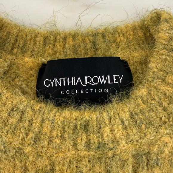 Cynthia Rowley Collection Wool-Blend Short Sleeve Sweater,Mustard Marled Knit, S - Picture 4 of 5